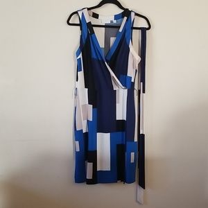 New York & Company Faux wrap Color block dress